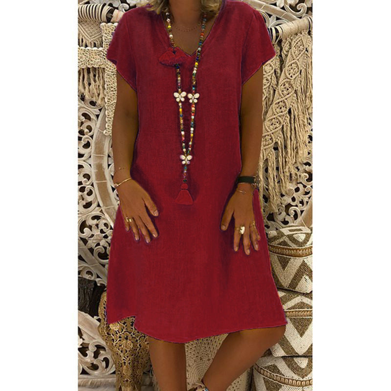 Sylvia™ – Relaxed Laid-Back Fit V-Neck Dress