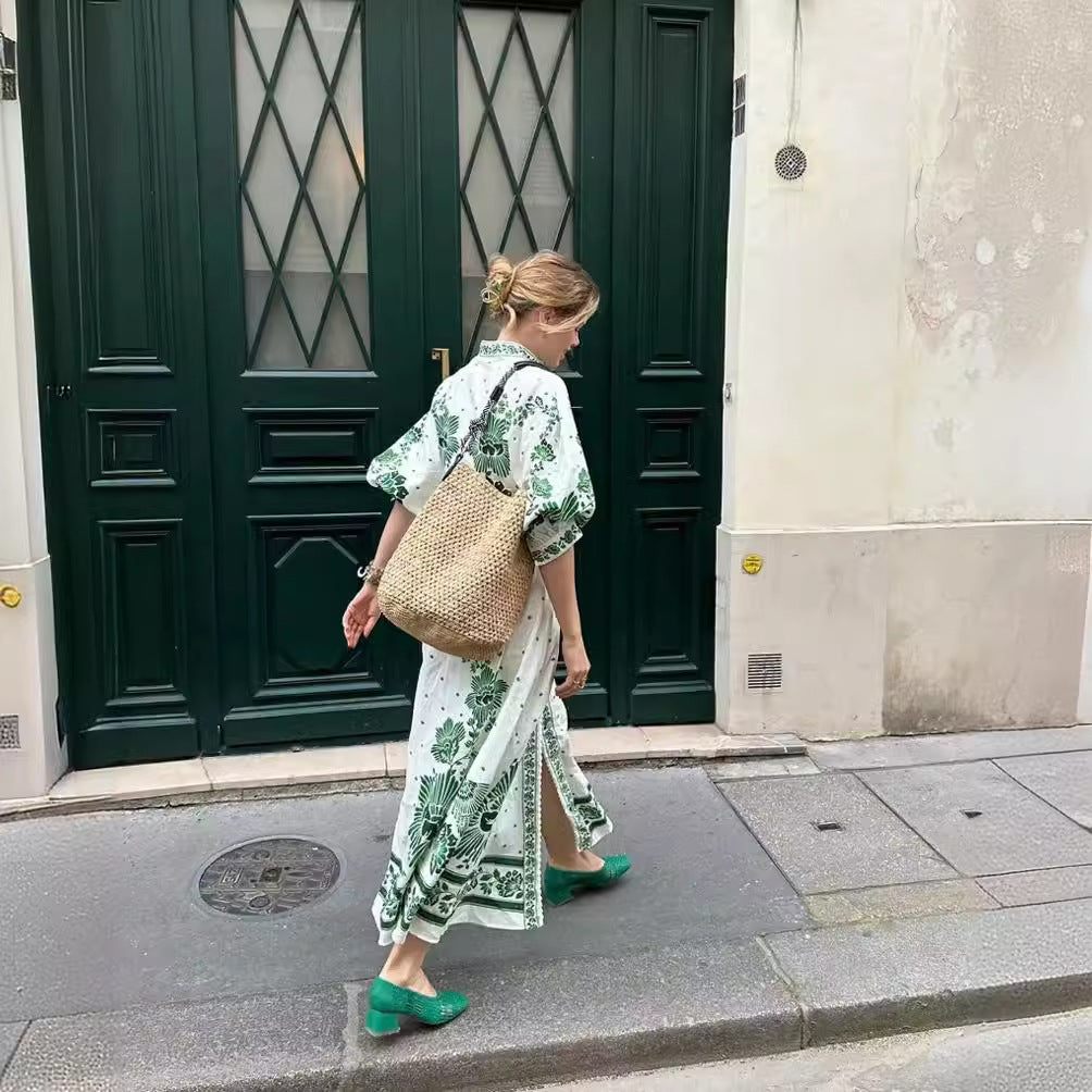 Sylvia™ – Floral Maxi Shirt Dress