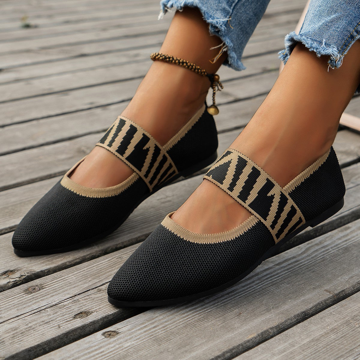 Sylvia™ – Patterned Strap Ballet Flats