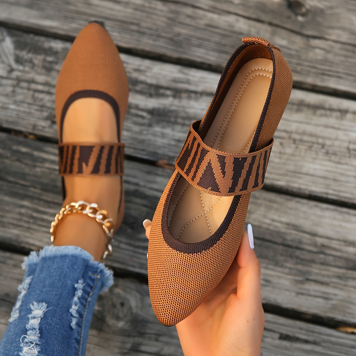 Sylvia™ – Patterned Strap Ballet Flats