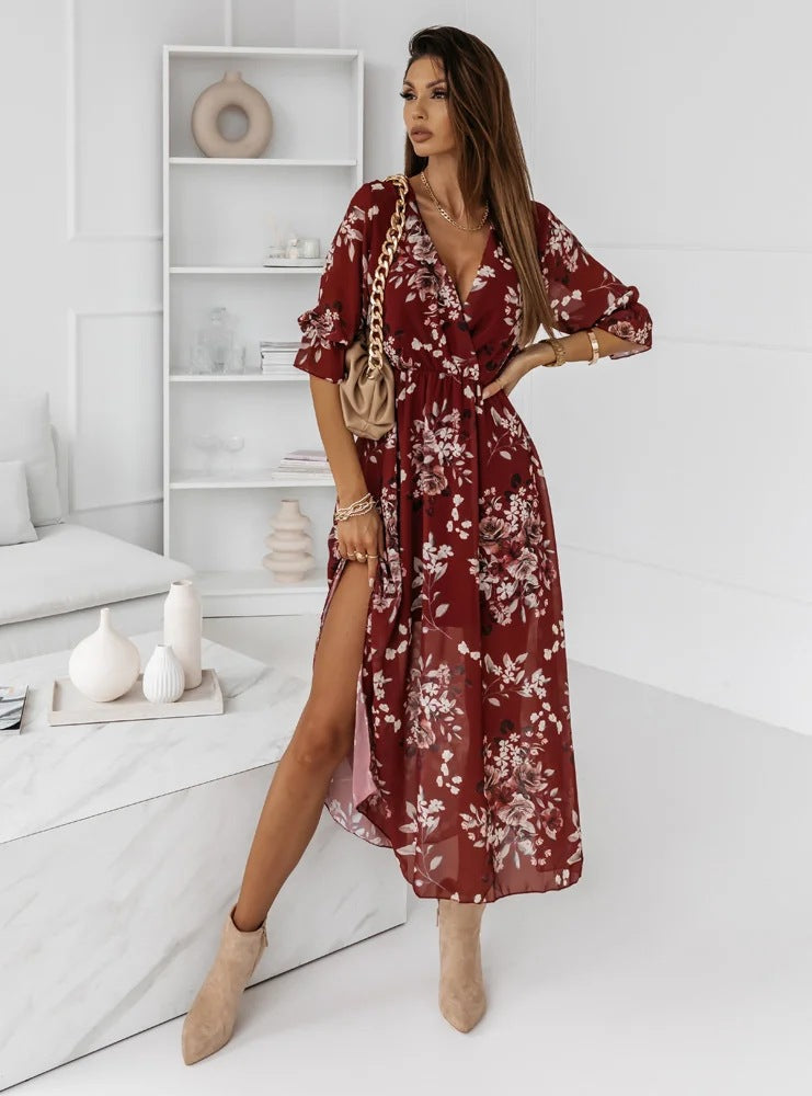 Sylvia™ – Floral Wrap Midi Dress