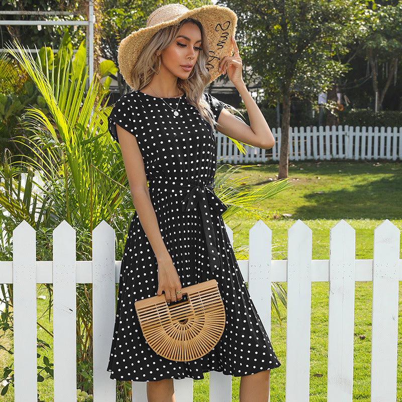 Sylvia™ – Polka Dot Belted Midi Dress