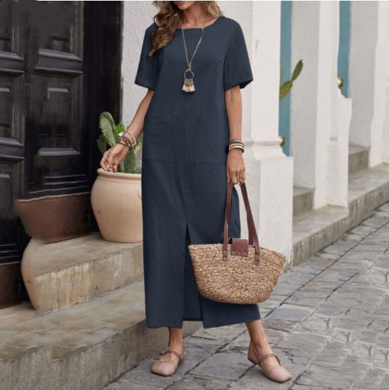 Sylvia™ – Short Sleeve Pocket Maxi Dress