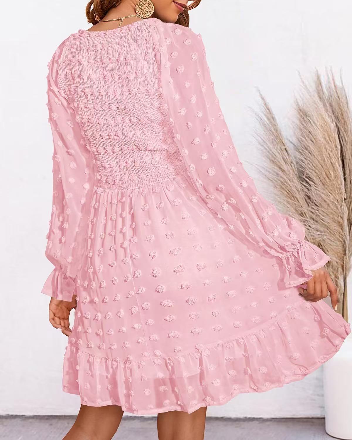 Sylvia™ – Textured Long Sleeve Smock Dress
