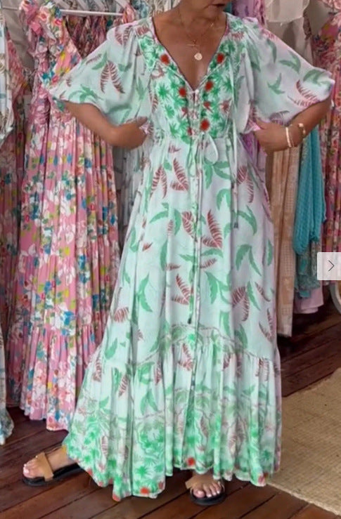 Sylvia™ – Botanical Print Maxi Dress
