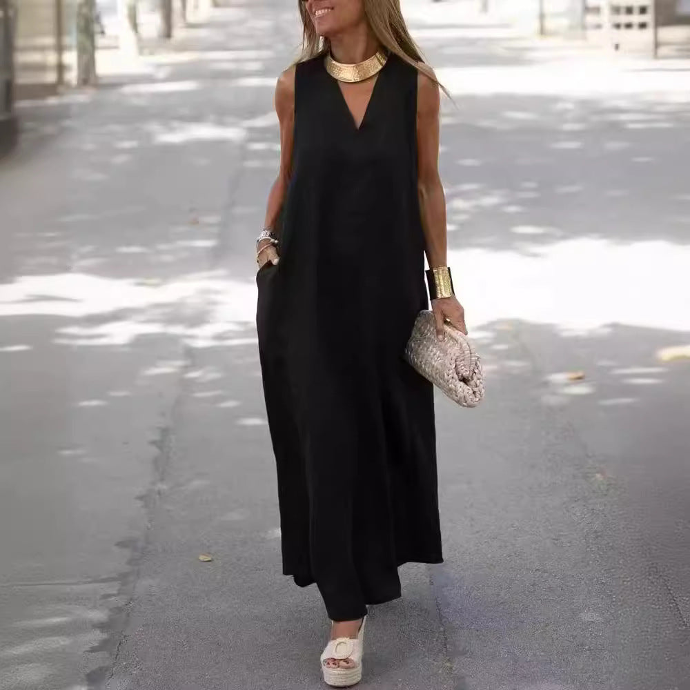 Sylvia™ – Sleeveless V-Neck Maxi Dress