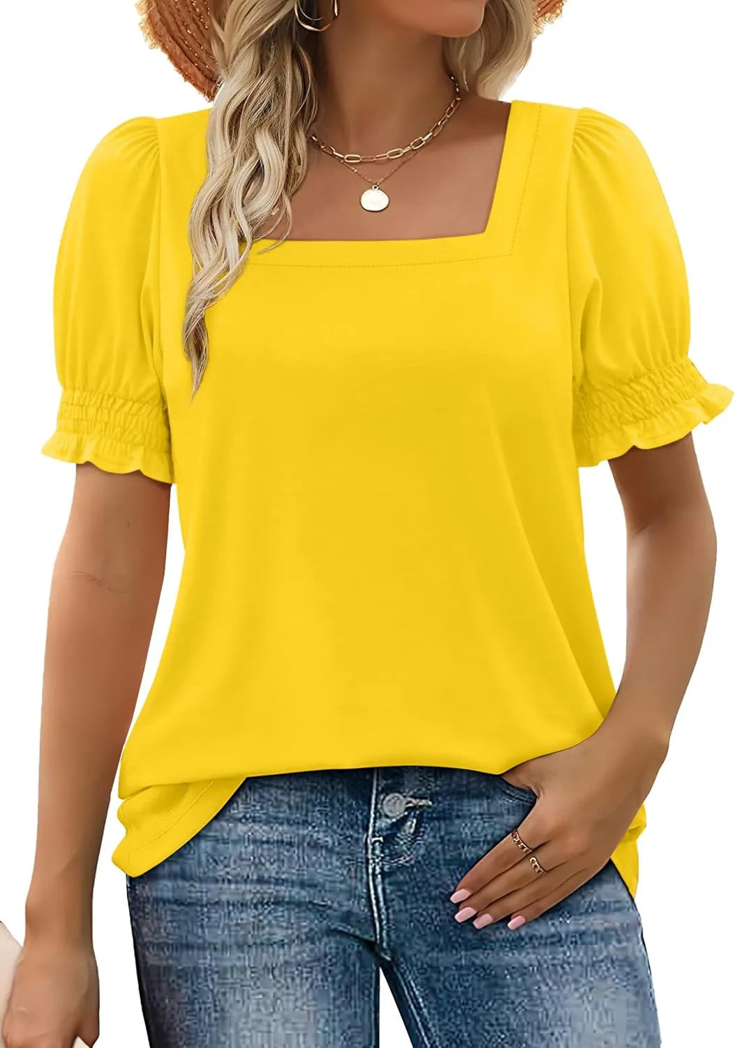 Sylvia™ – Square Neck Puff Sleeve Top