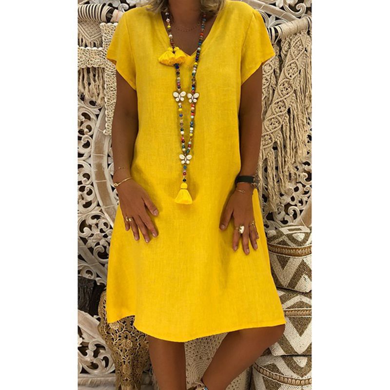 Sylvia™ – Relaxed Laid-Back Fit V-Neck Dress