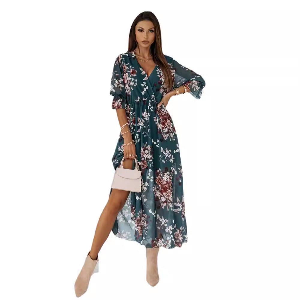 Sylvia™ – Floral Wrap Midi Dress