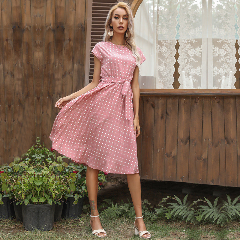 Sylvia™ – Polka Dot Belted Midi Dress