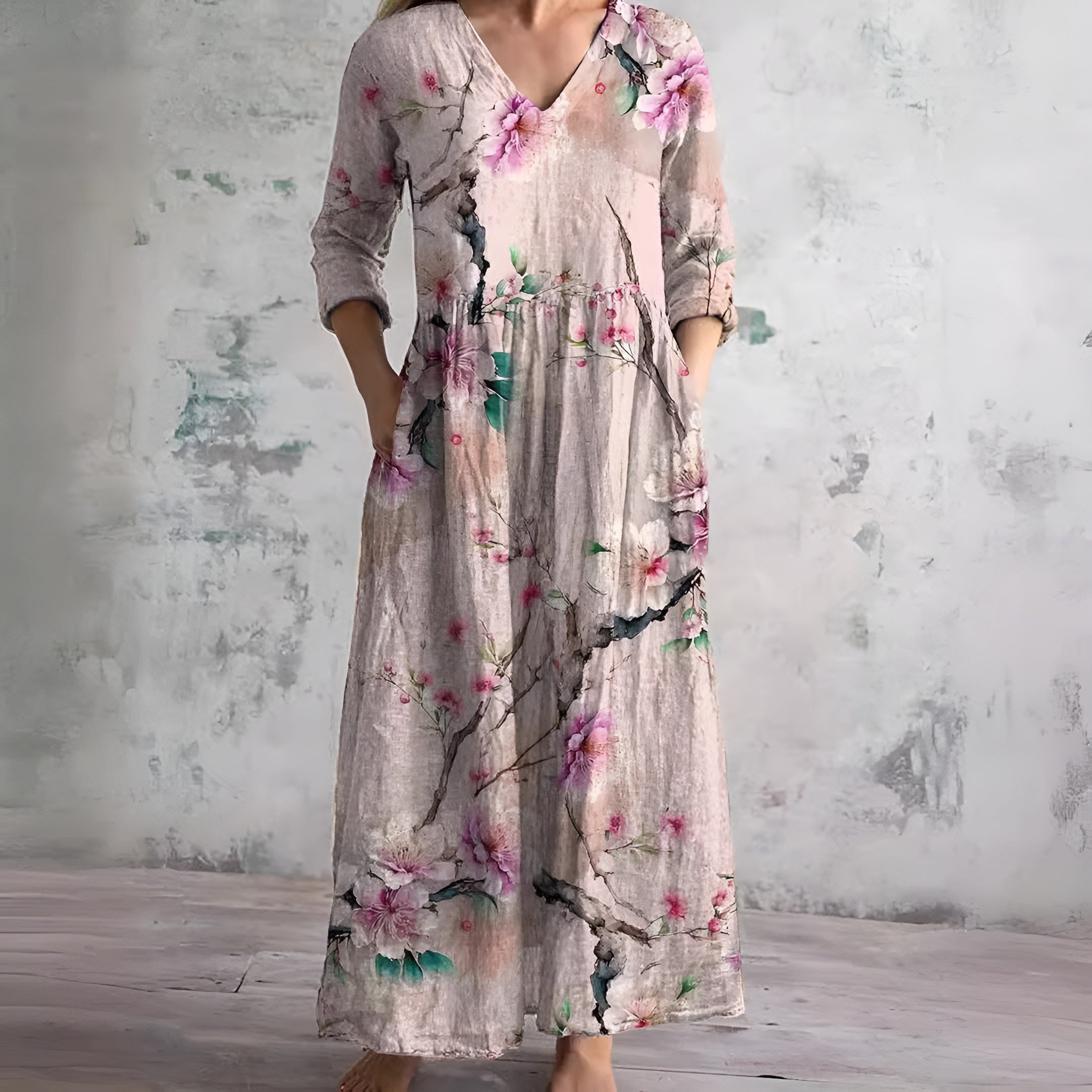 Sylvia™ – OldFlow Print Maxi Dress
