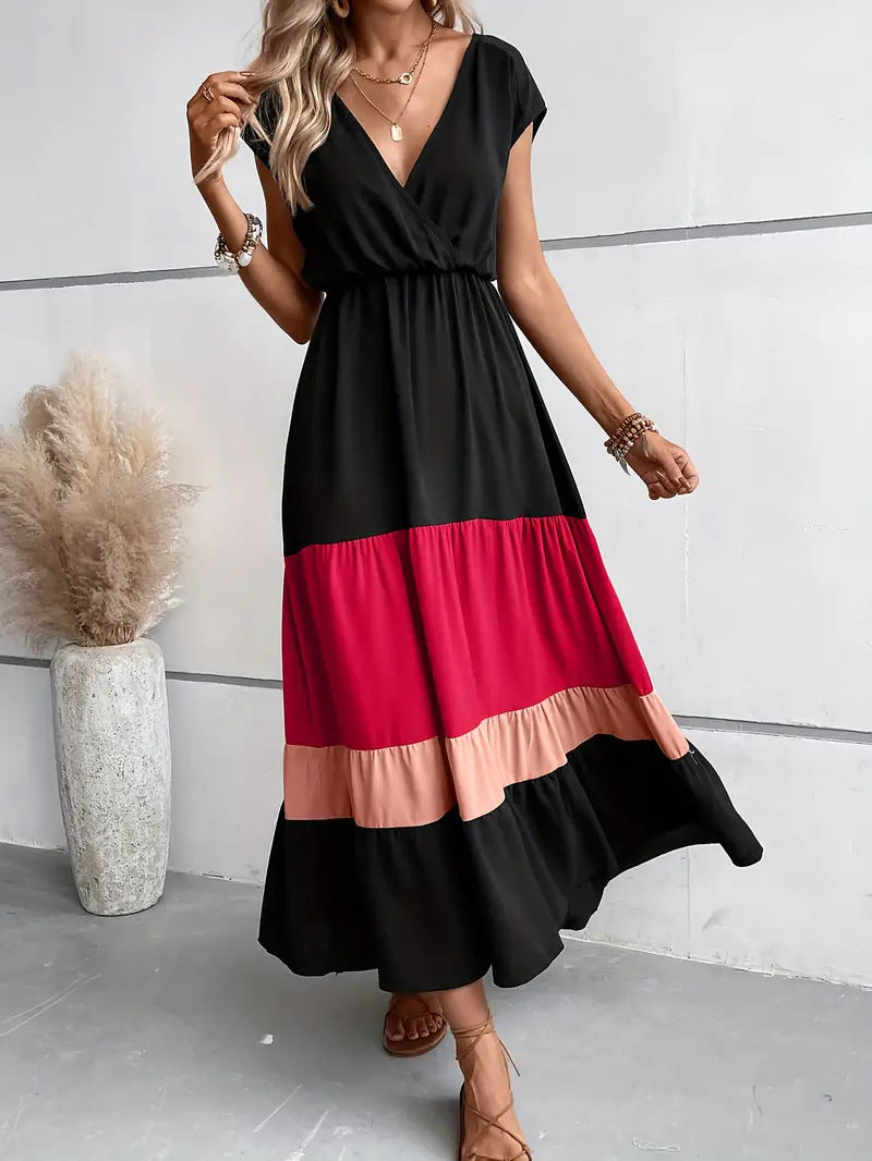 Sylvia™ – Colour Block Tiered Maxi Dress