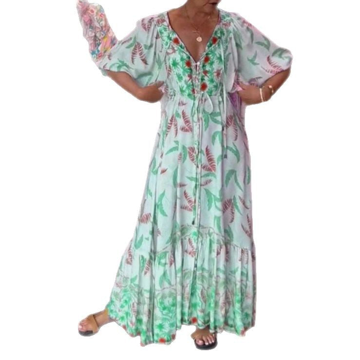 Sylvia™ – Botanical Print Maxi Dress