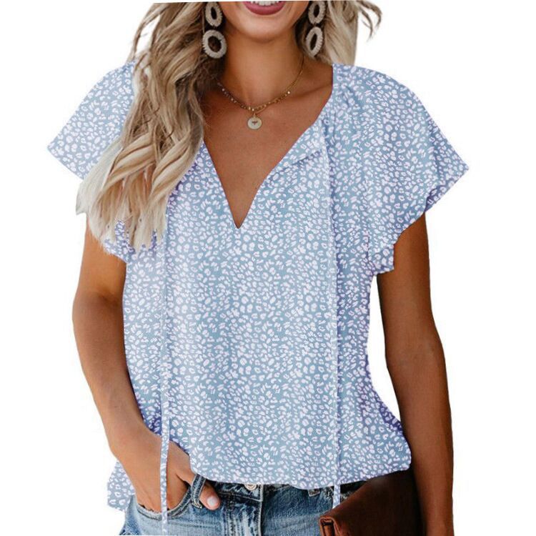 Sylvia™ – Printed V-Neck Flutter Top