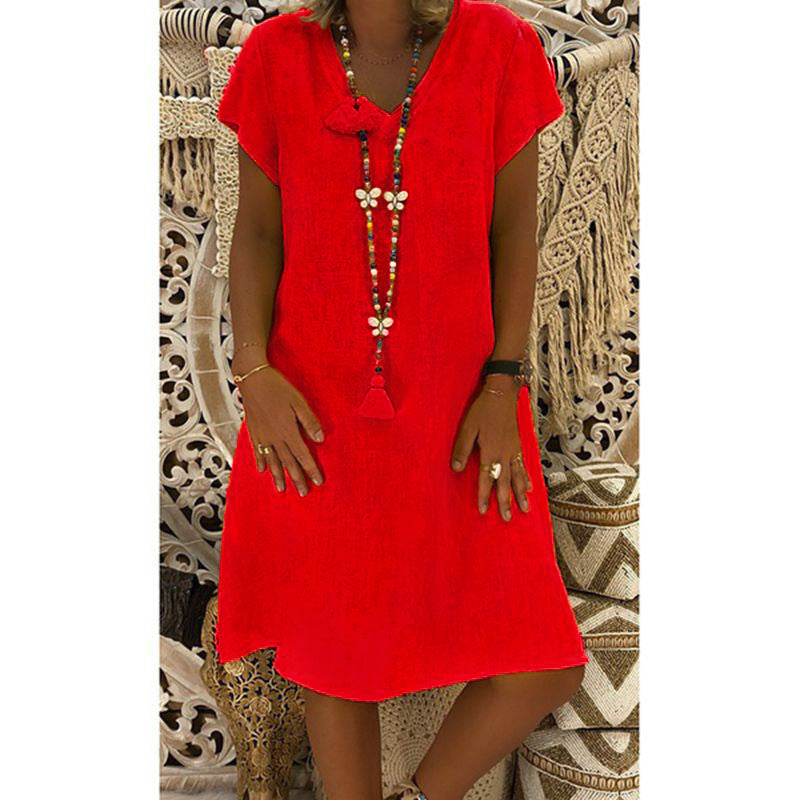 Sylvia™ – Relaxed Laid-Back Fit V-Neck Dress