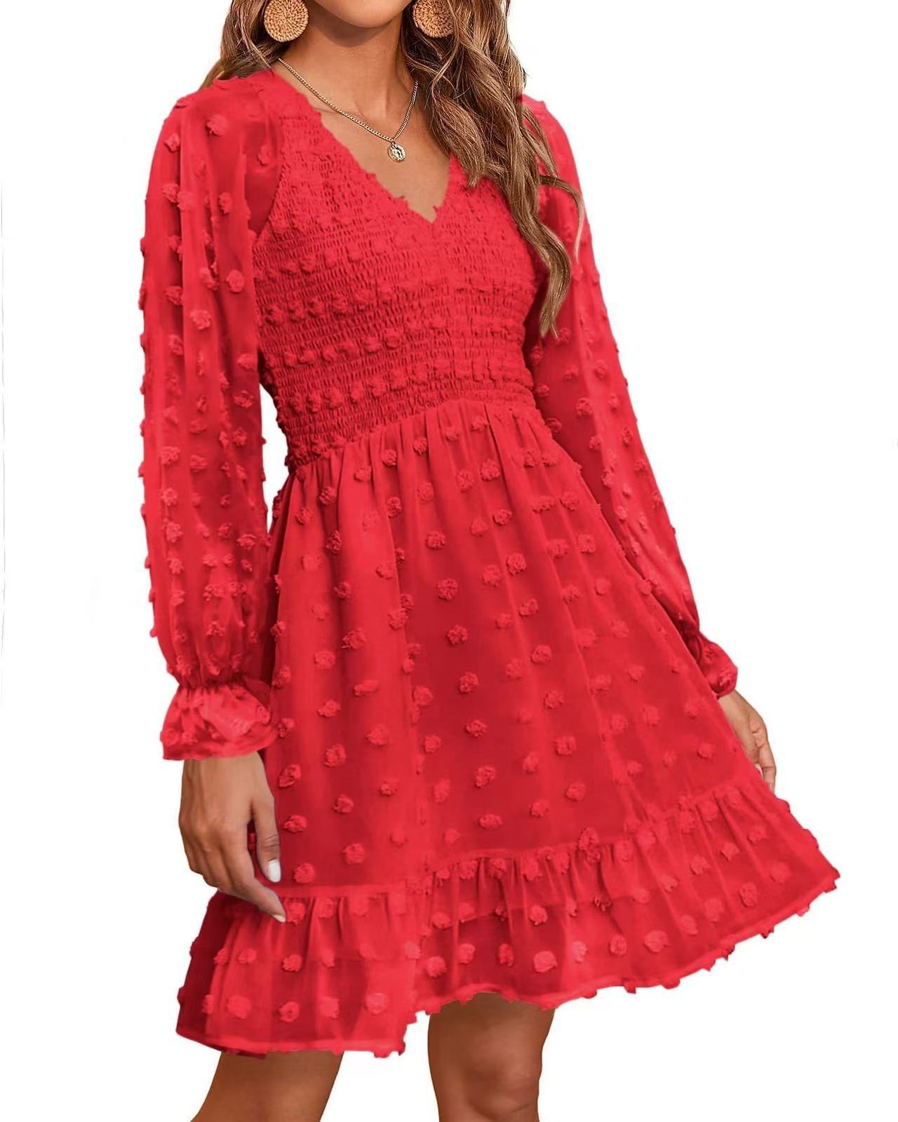 Sylvia™ – Textured Long Sleeve Smock Dress