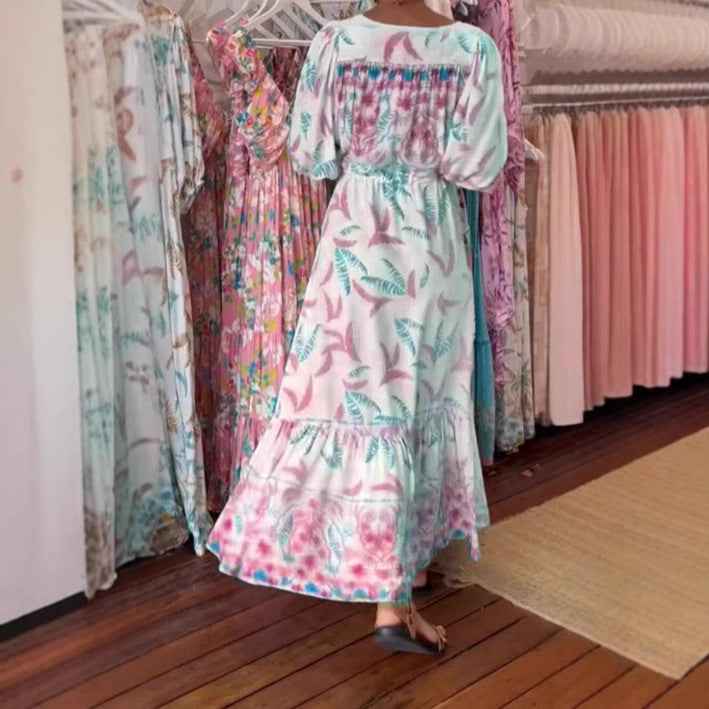 Sylvia™ – Botanical Print Maxi Dress