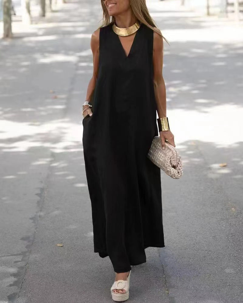 Sylvia™ – Sleeveless V-Neck Maxi Dress