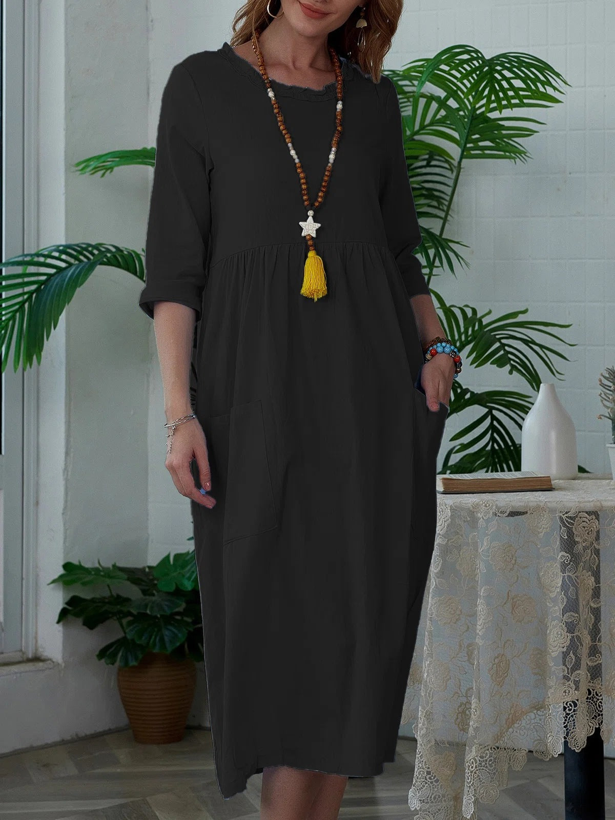 Sylvia™ – Relaxed Pocket Midi Dress