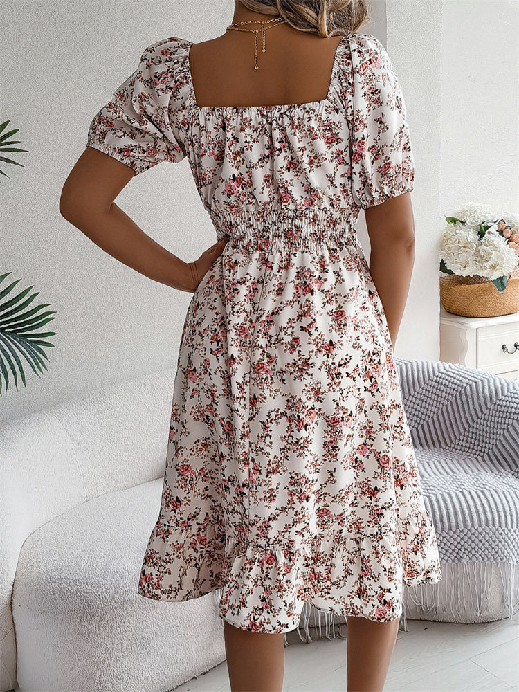 Sylvia™ – Shirred Floral Midi Dress