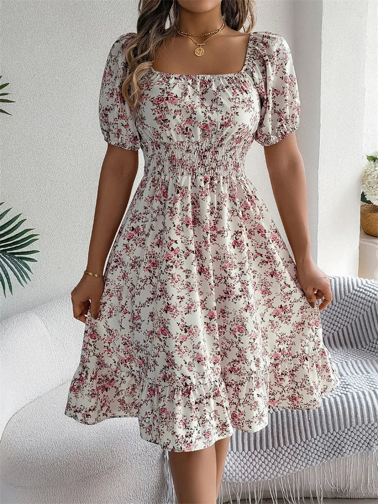 Sylvia™ – Shirred Floral Midi Dress