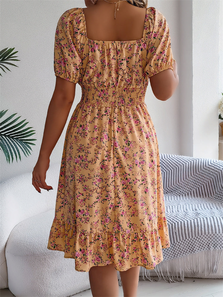 Sylvia™ – Shirred Floral Midi Dress