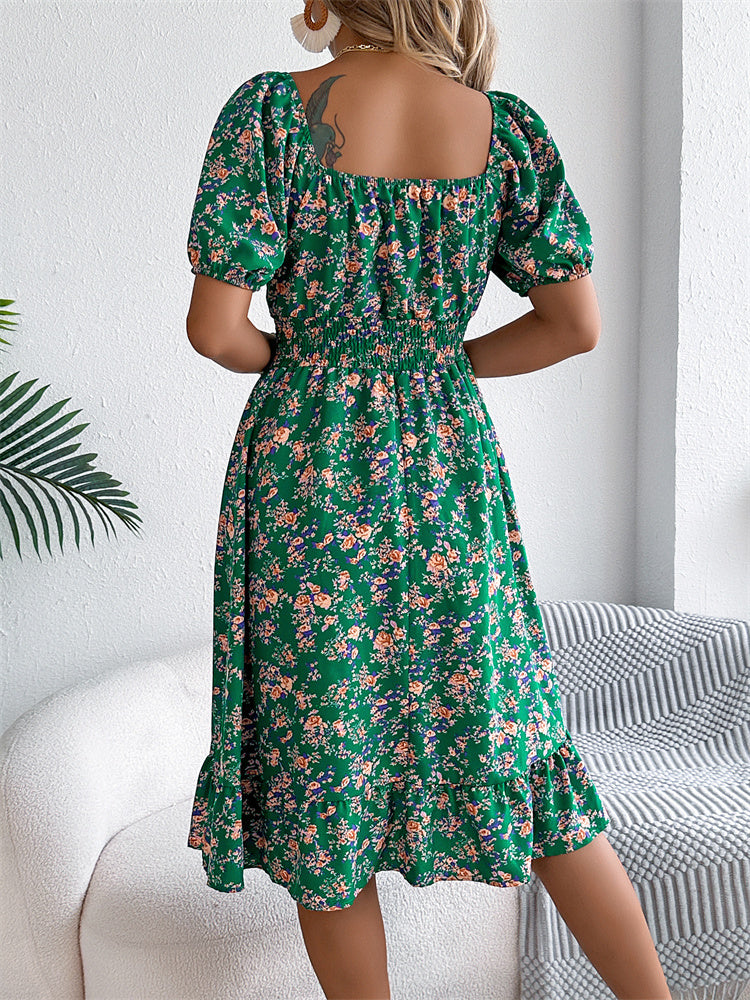 Sylvia™ – Shirred Floral Midi Dress
