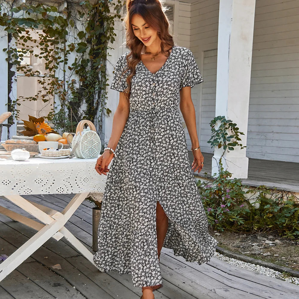 Sylvia™ – Floral Button-Front Midi Dress