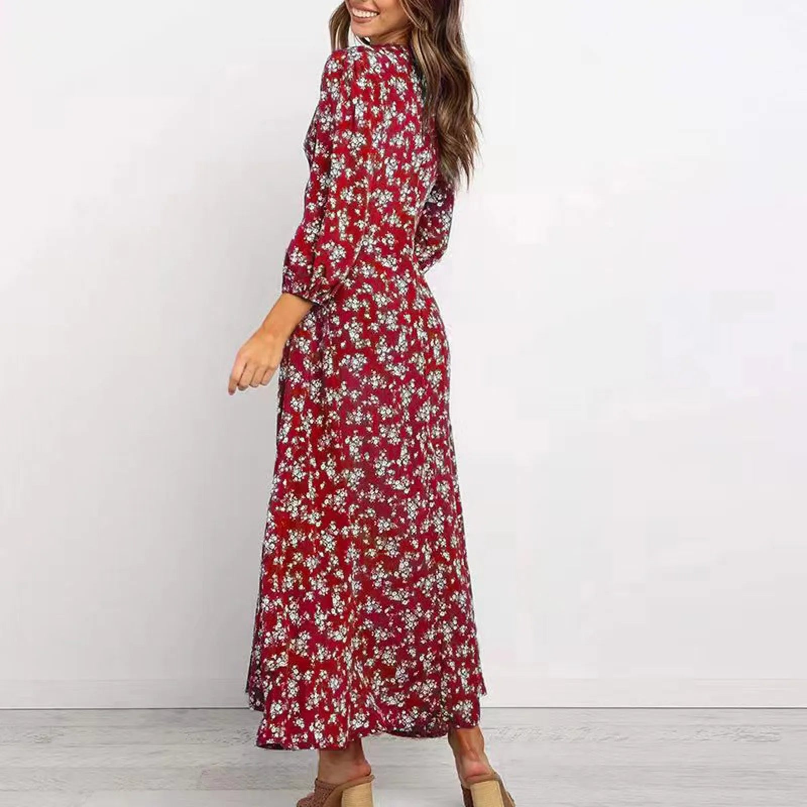 Sylvia™ – Button Front Les Fleurs Midi Dress