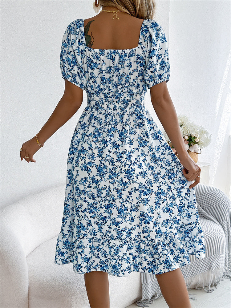 Sylvia™ – Shirred Floral Midi Dress