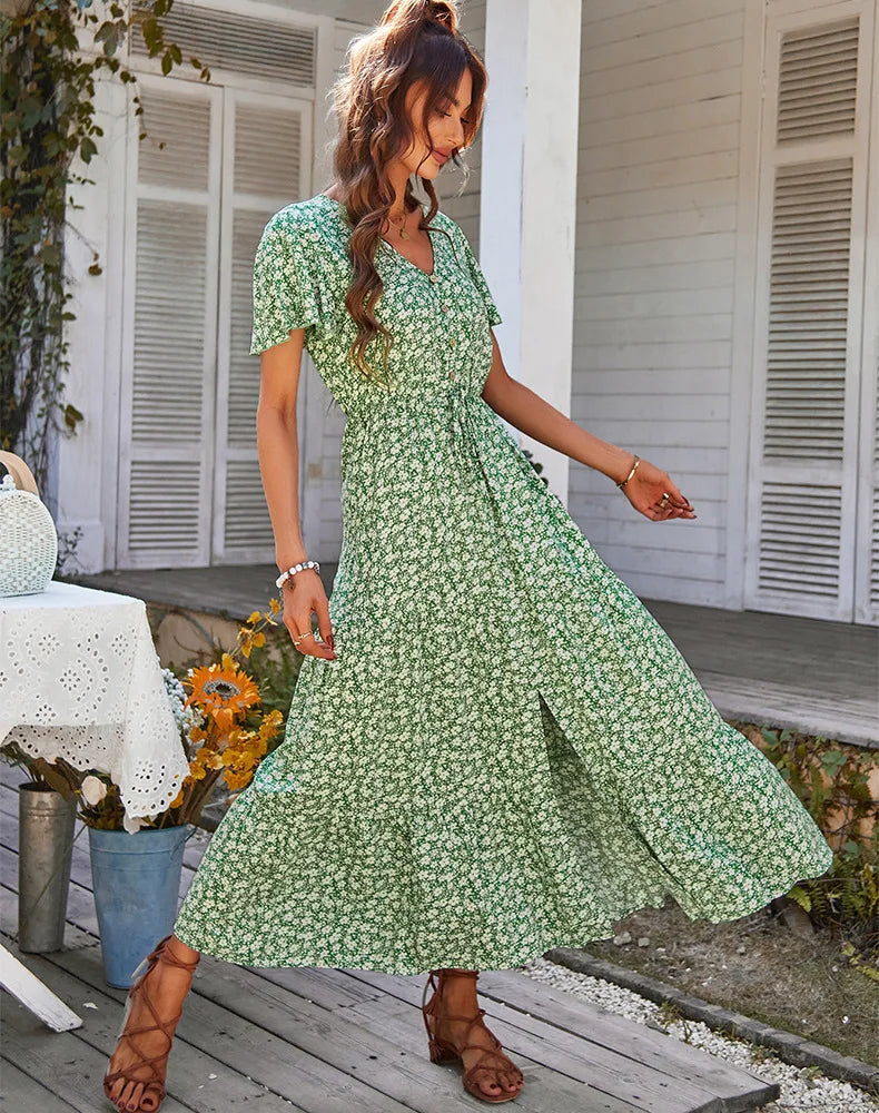 Sylvia™ – Floral Button-Front Midi Dress