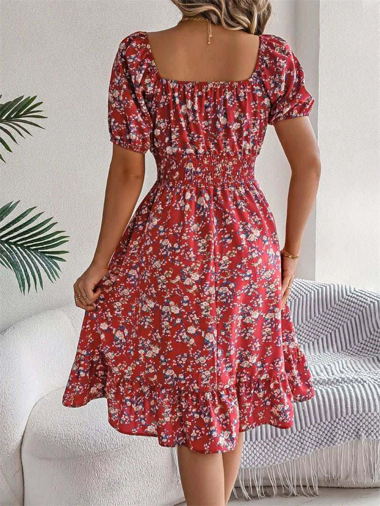 Sylvia™ – Shirred Floral Midi Dress