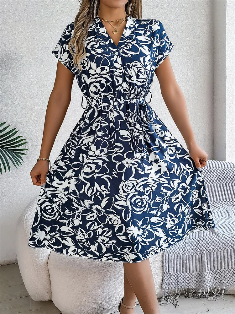 Sylvia™ – Floral Button-Up Midi Dress