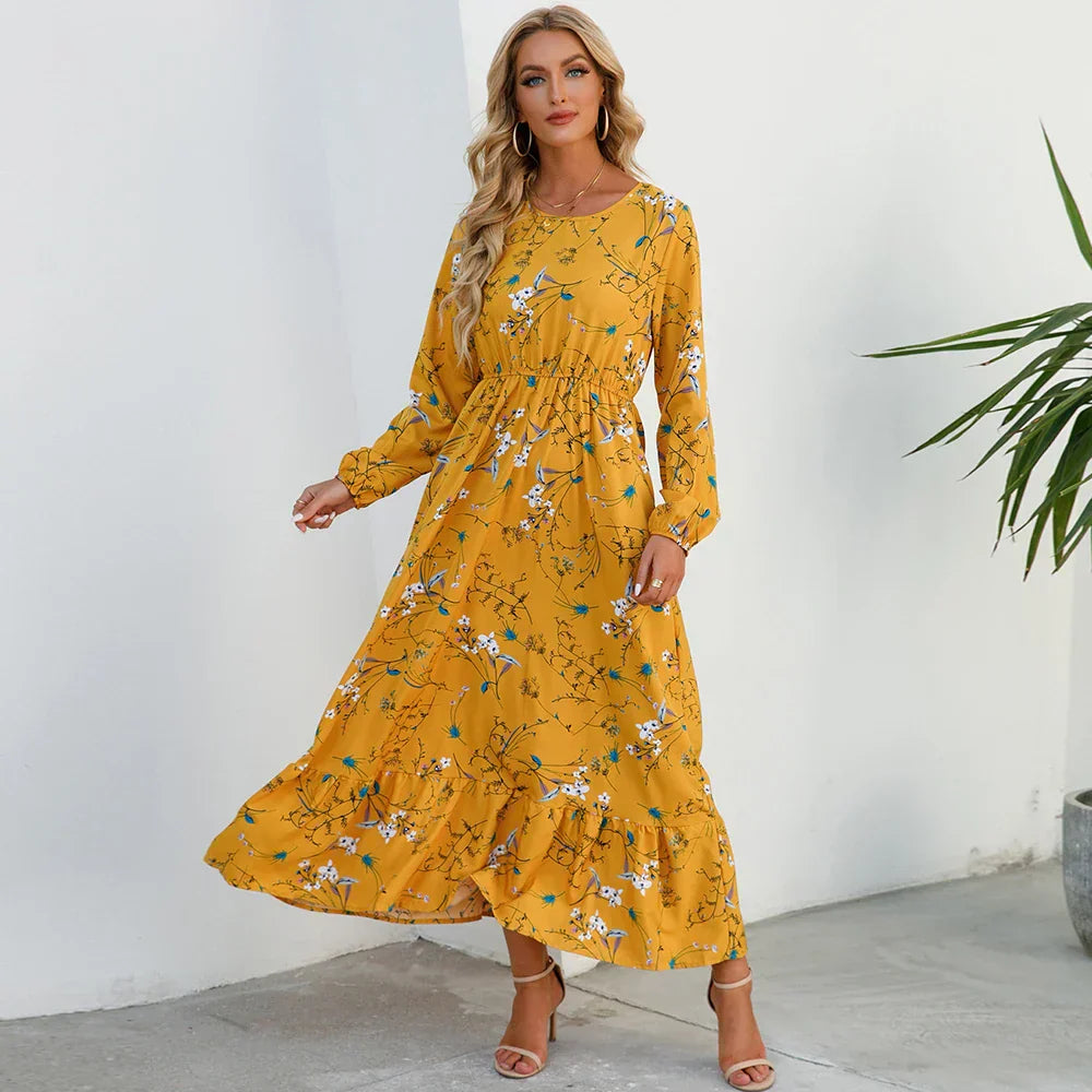 Sylvia™ – Floral Long Sleeve Maxi Dress