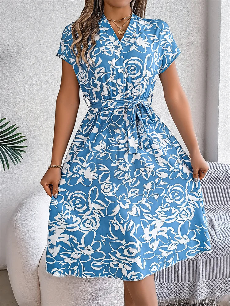 Sylvia™ – Floral Button-Up Midi Dress