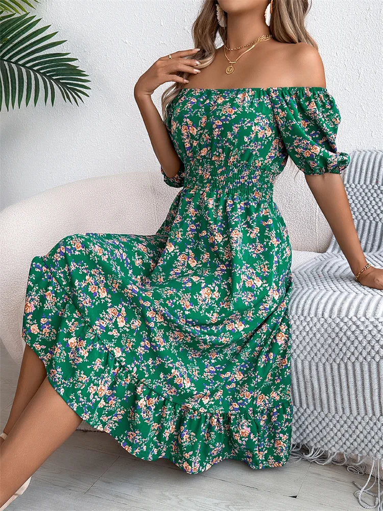 Sylvia™ – Shirred Floral Midi Dress