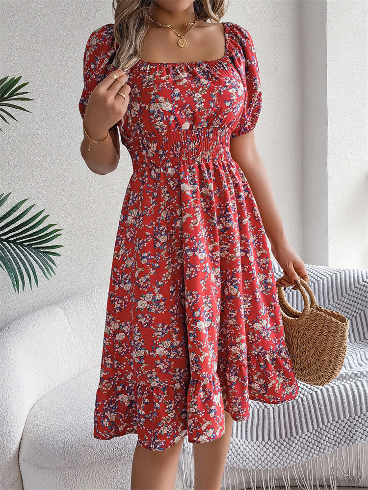Sylvia™ – Shirred Floral Midi Dress