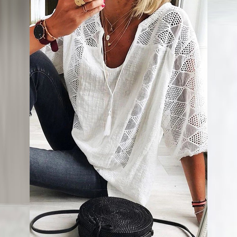Sylvia™ - Boho Crochet-Detail Blouse