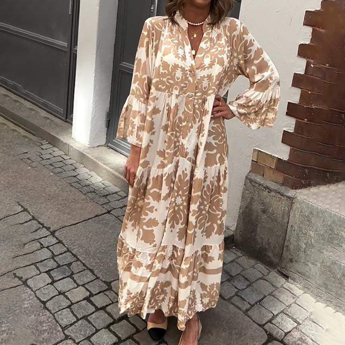 Sylvia™ – Printed Flared Maxi Dress
