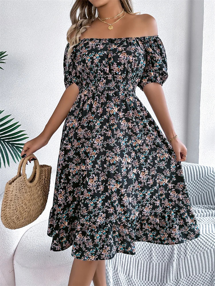 Sylvia™ – Shirred Floral Midi Dress