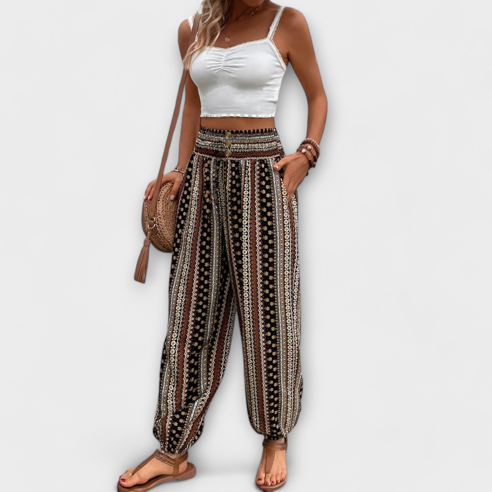 Sylvia™ - Trousers with Ethnic Graphic