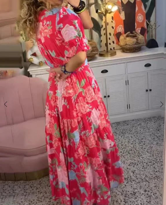 Sylvia™ – Floral Pleated Maxi Dress