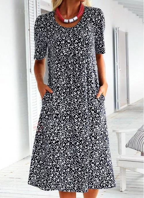 Sylvia™– Floral Pocket Midi Dress