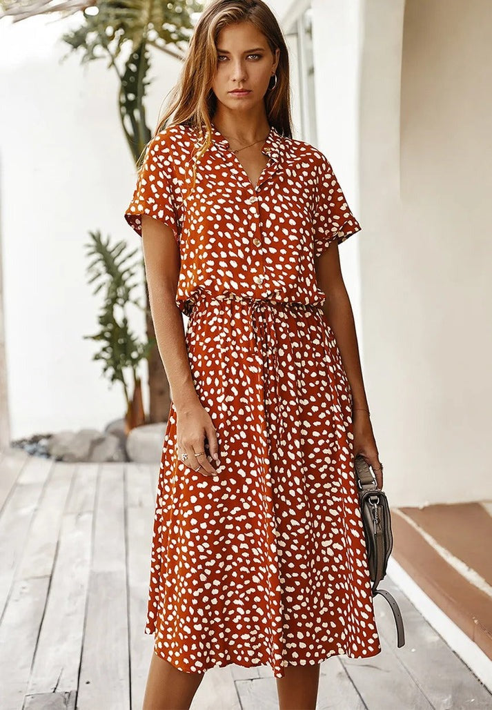 Sylvia™ – Printed Button-Up Midi Dress