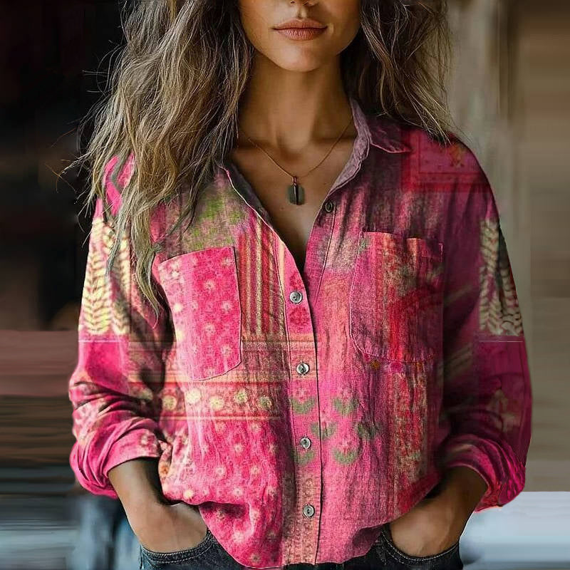 Sylvia™ | Retro Floral Print Blouse