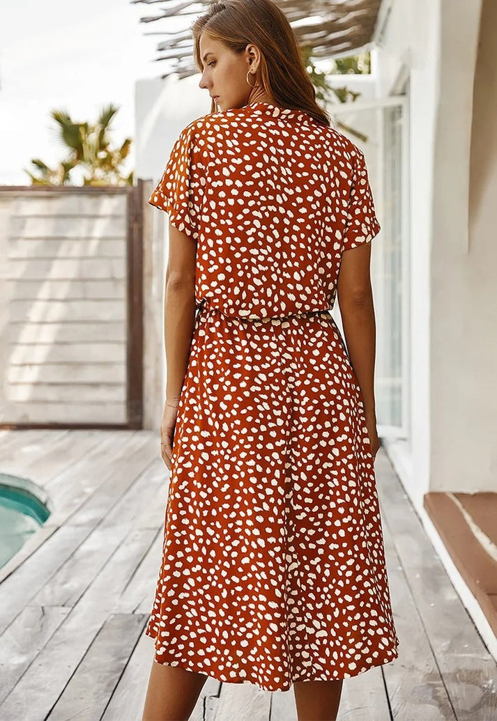 Sylvia™ – Printed Button-Up Midi Dress