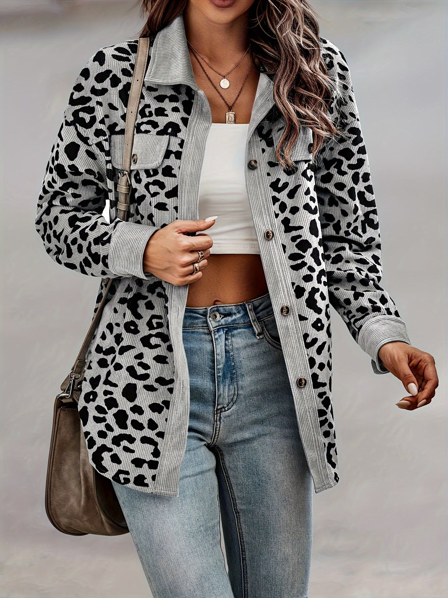 Sylvia™ - Leopard Print Shacket Jacket