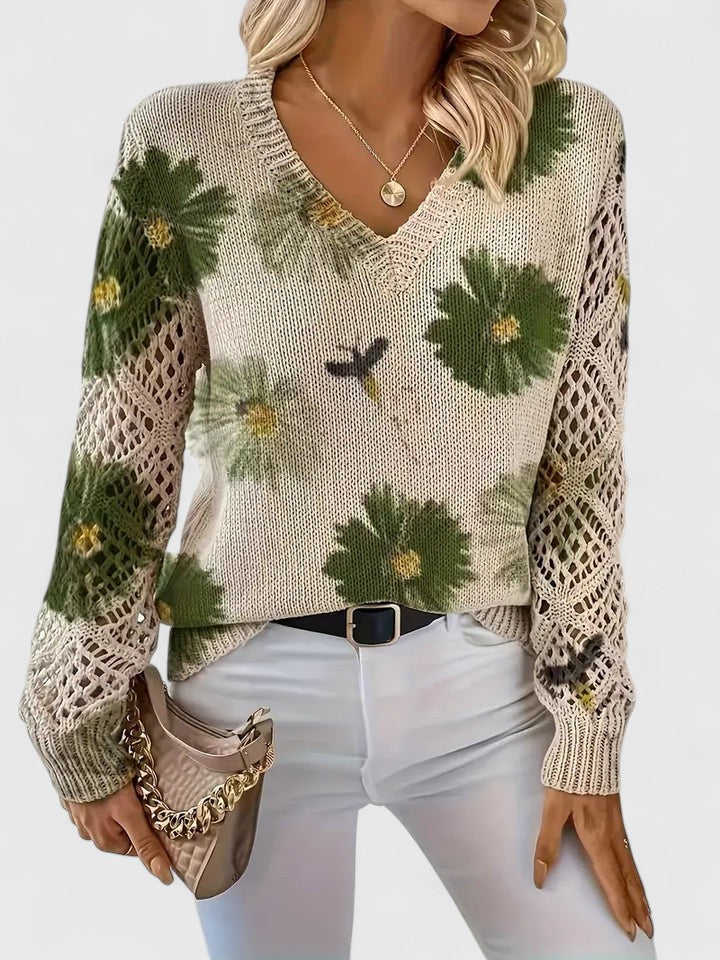 Sylvia™| Floral V-Neck Warm Blouse