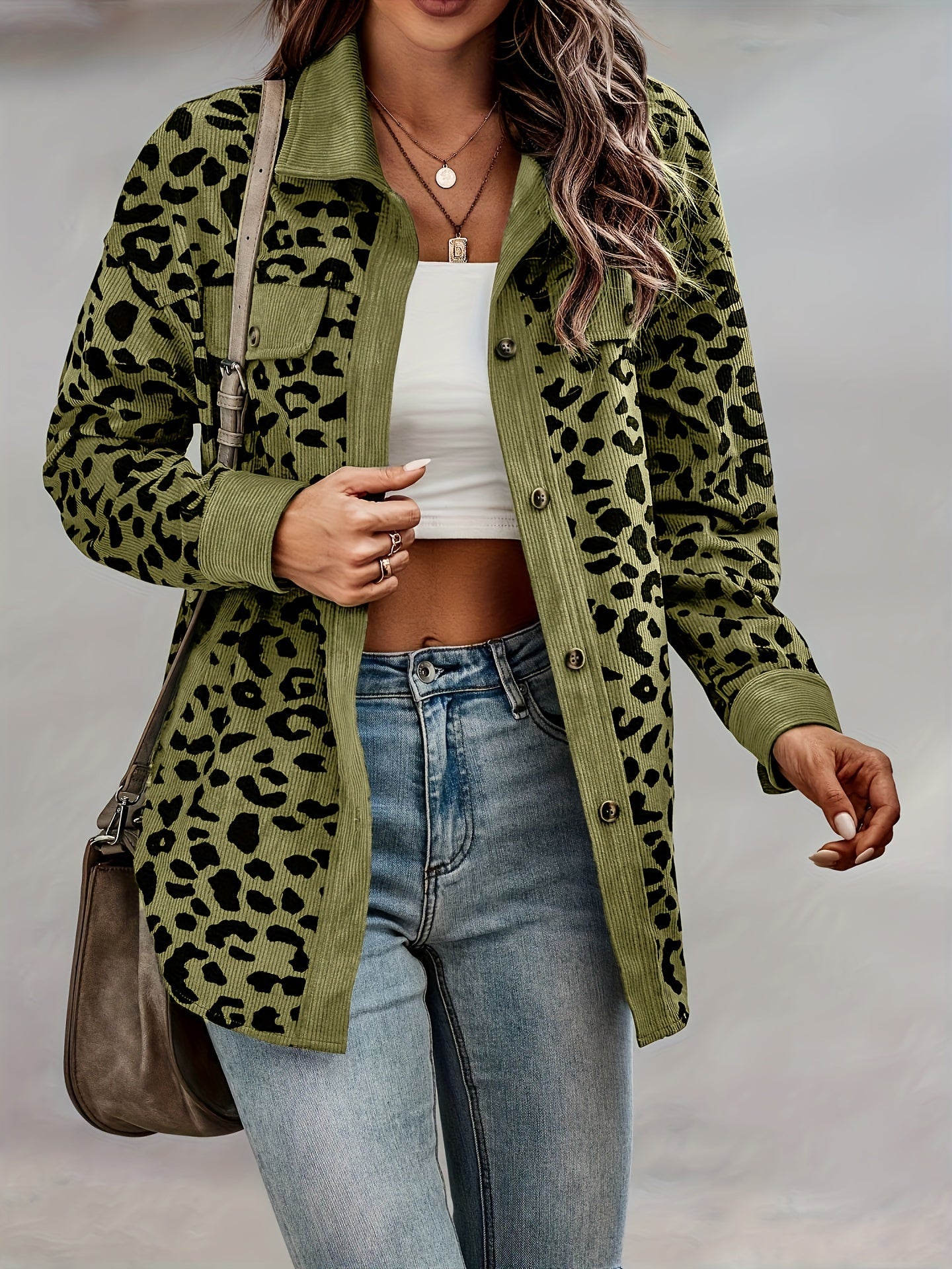 Sylvia™ - Leopard Print Shacket Jacket