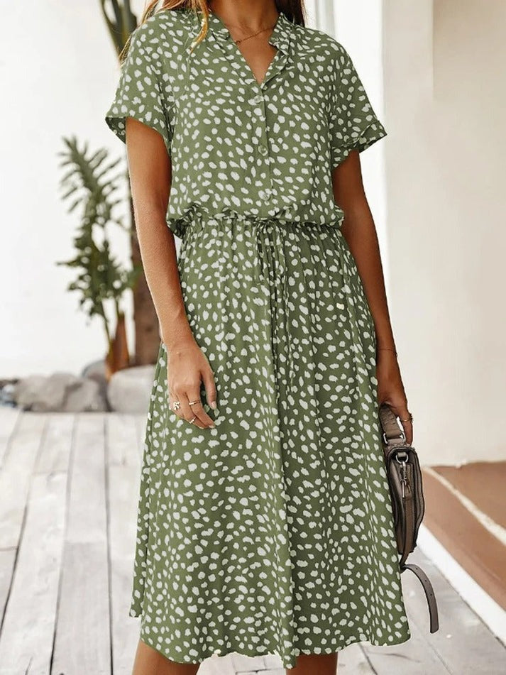 Sylvia™ – Printed Button-Up Midi Dress